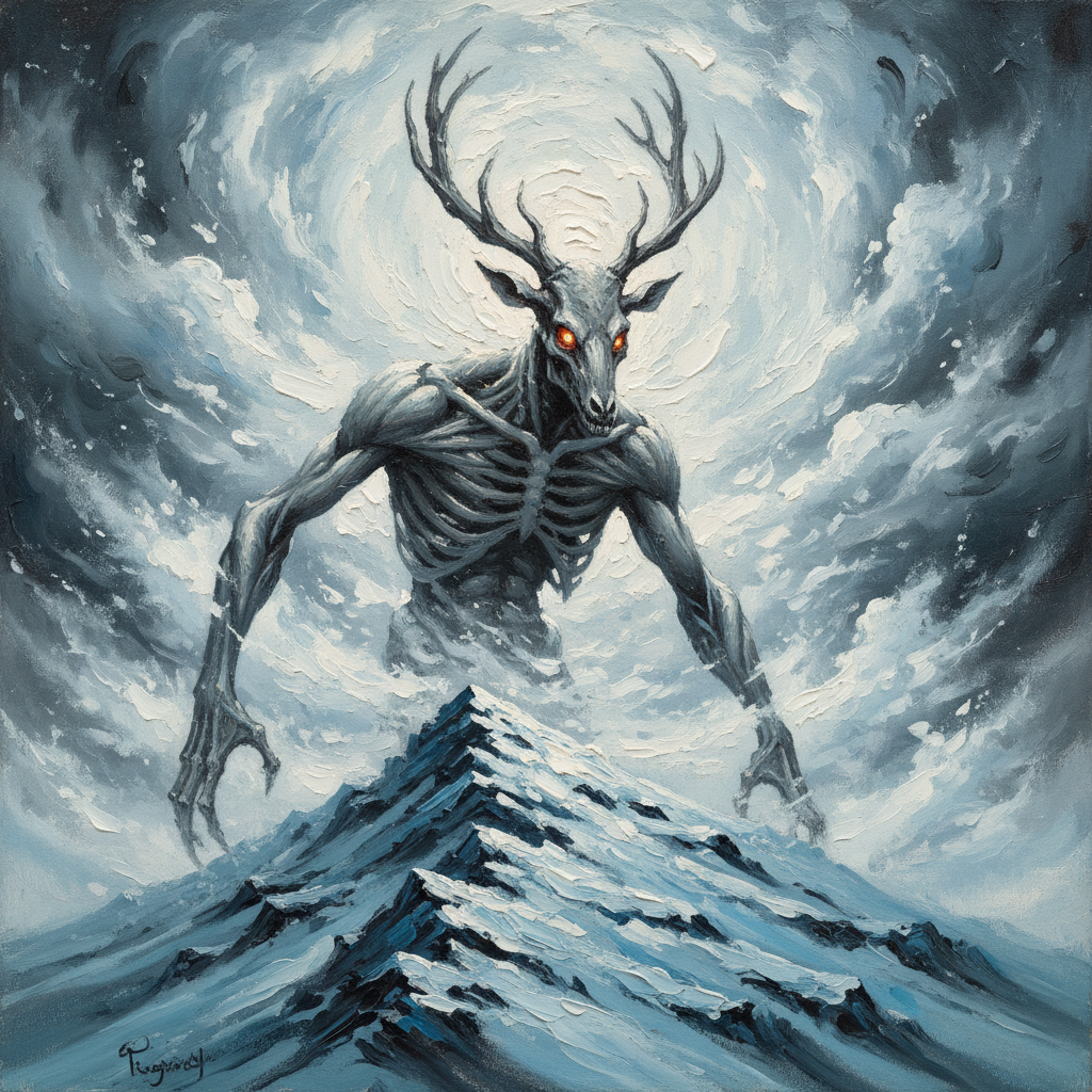 Wendigo, original Pathfinder 2e monster artwork by ZapGM
