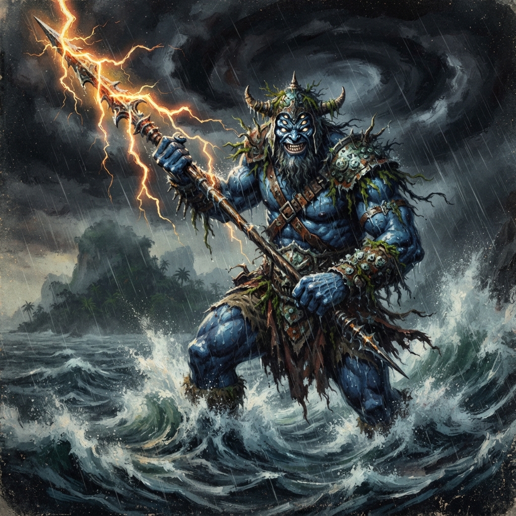 Island Oni, original Pathfinder 2e monster artwork by ZapGM