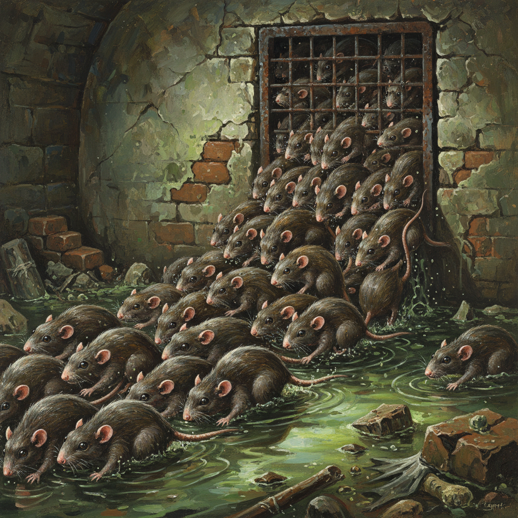 Rat Swarm, original Pathfinder 2e monster artwork by ZapGM