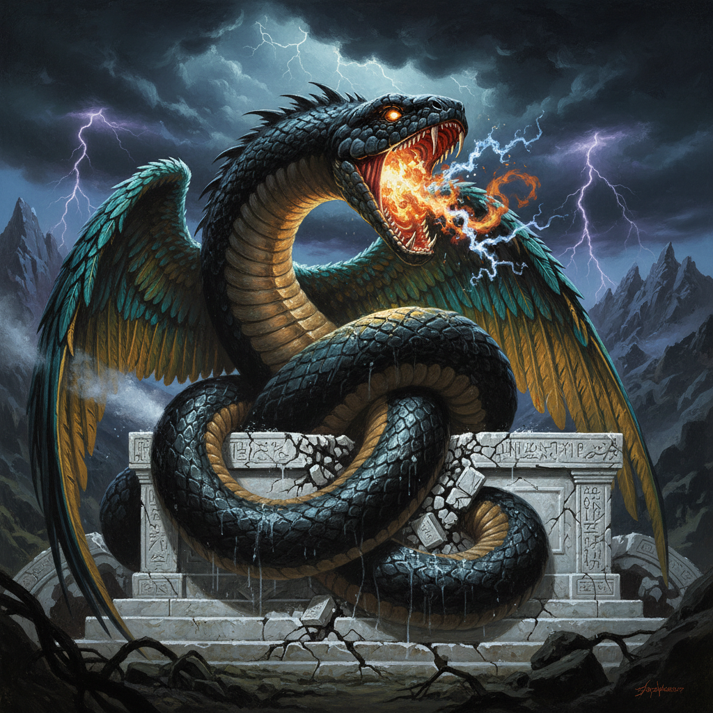 Xiuh Couatl, original Pathfinder 2e monster artwork by ZapGM