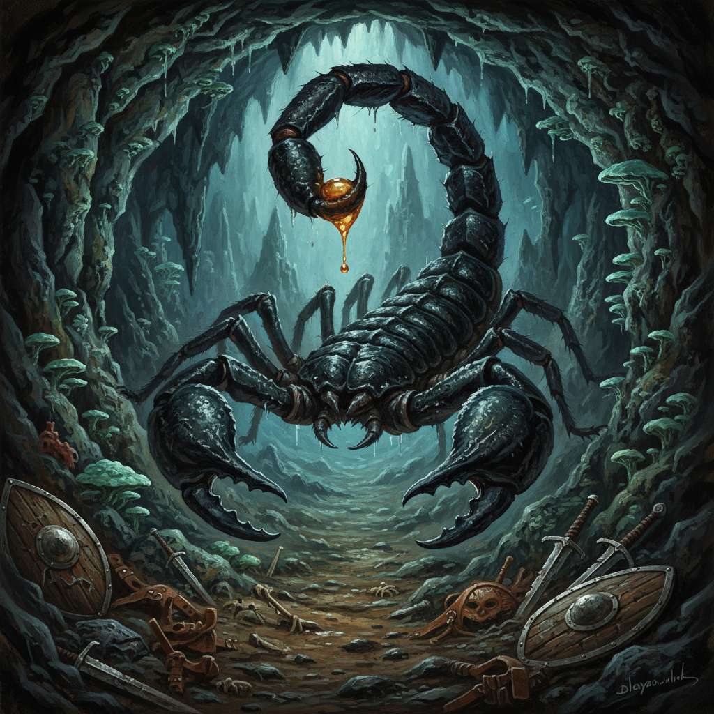 Cave Scorpion, original Pathfinder 2e monster artwork by ZapGM