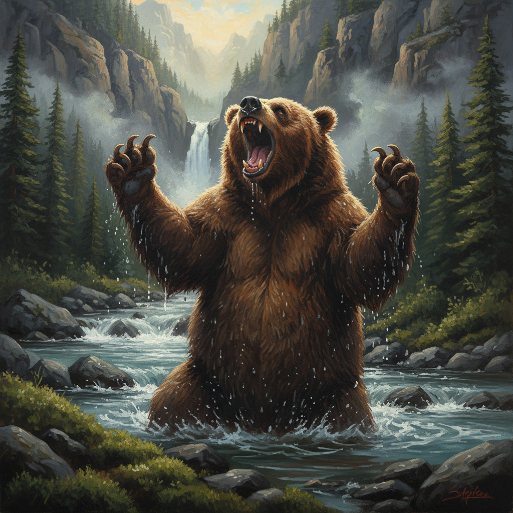 Brown Bear, original D&D 5e monster artwork by ZapGM
