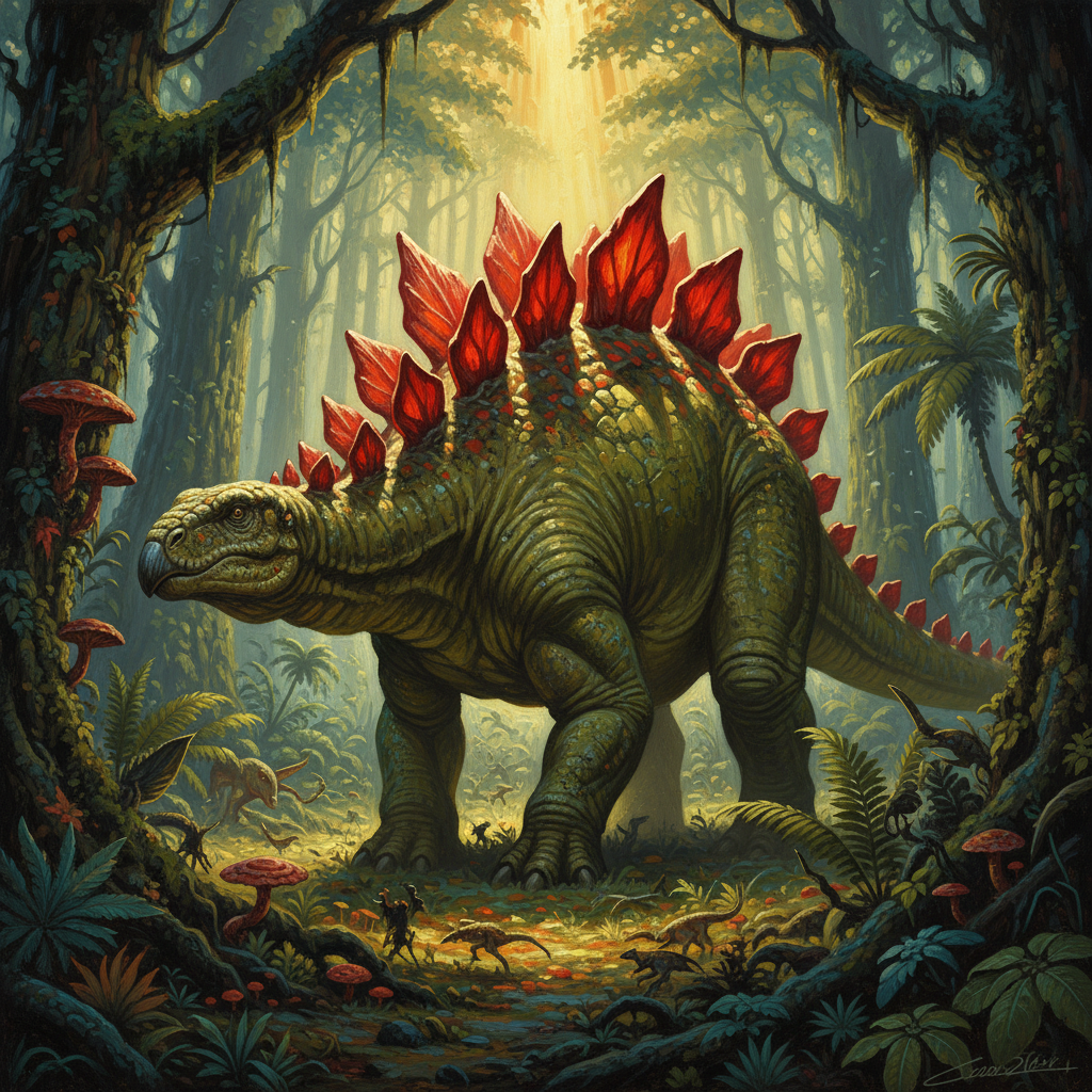 Stegosaurus, original Pathfinder 2e monster artwork by ZapGM