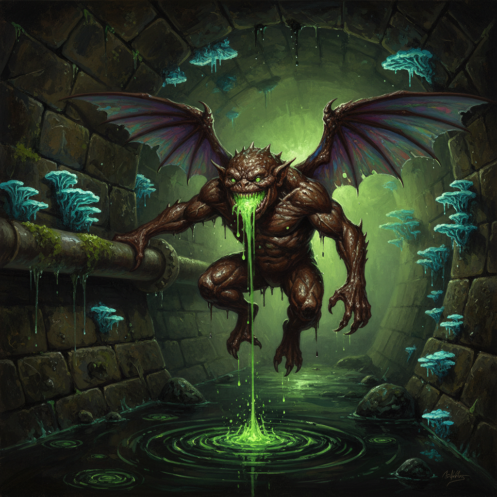 Ooze Mephit, original Pathfinder 2e monster artwork by ZapGM