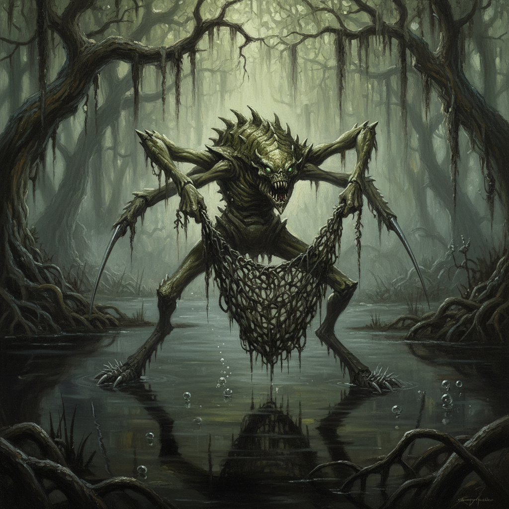 Bog Strider, original Pathfinder 2e monster artwork by ZapGM
