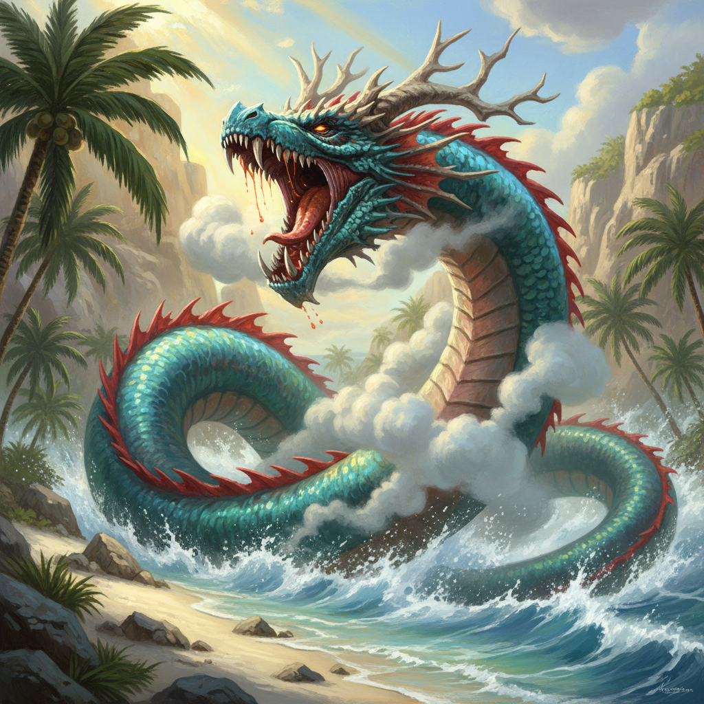 Shoal Linnorm, original Pathfinder 2e monster artwork by ZapGM