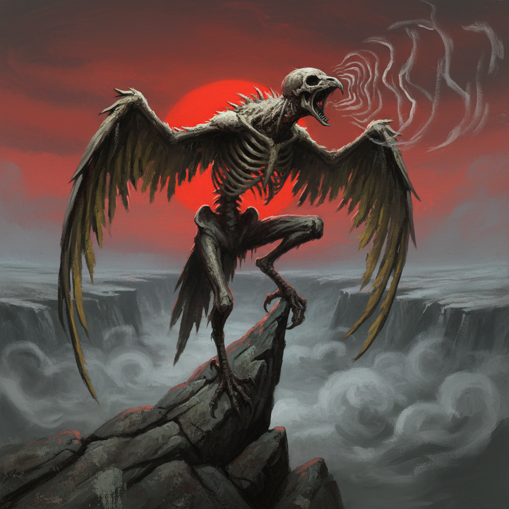 Harpy Skeleton, original Pathfinder 2e monster artwork by ZapGM