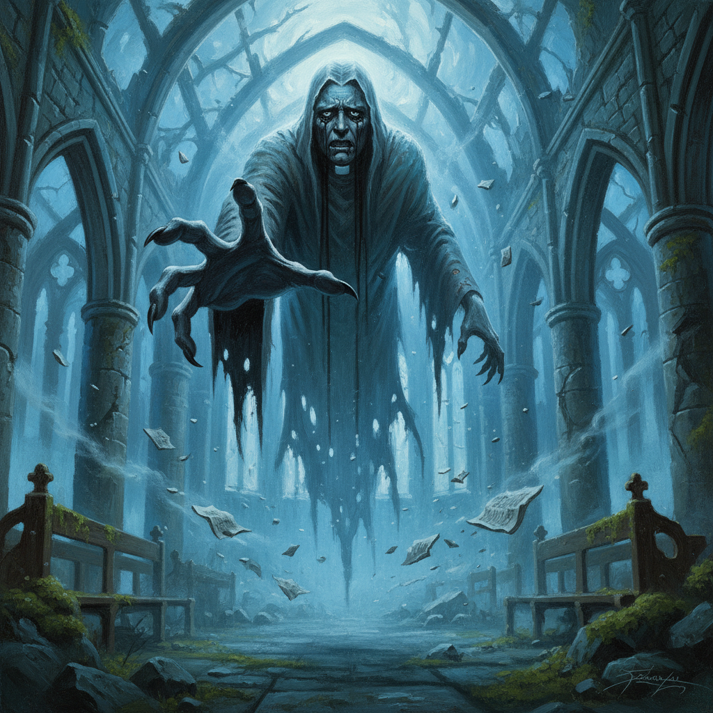 Abandoned Zealot, original Pathfinder 2e monster artwork by ZapGM
