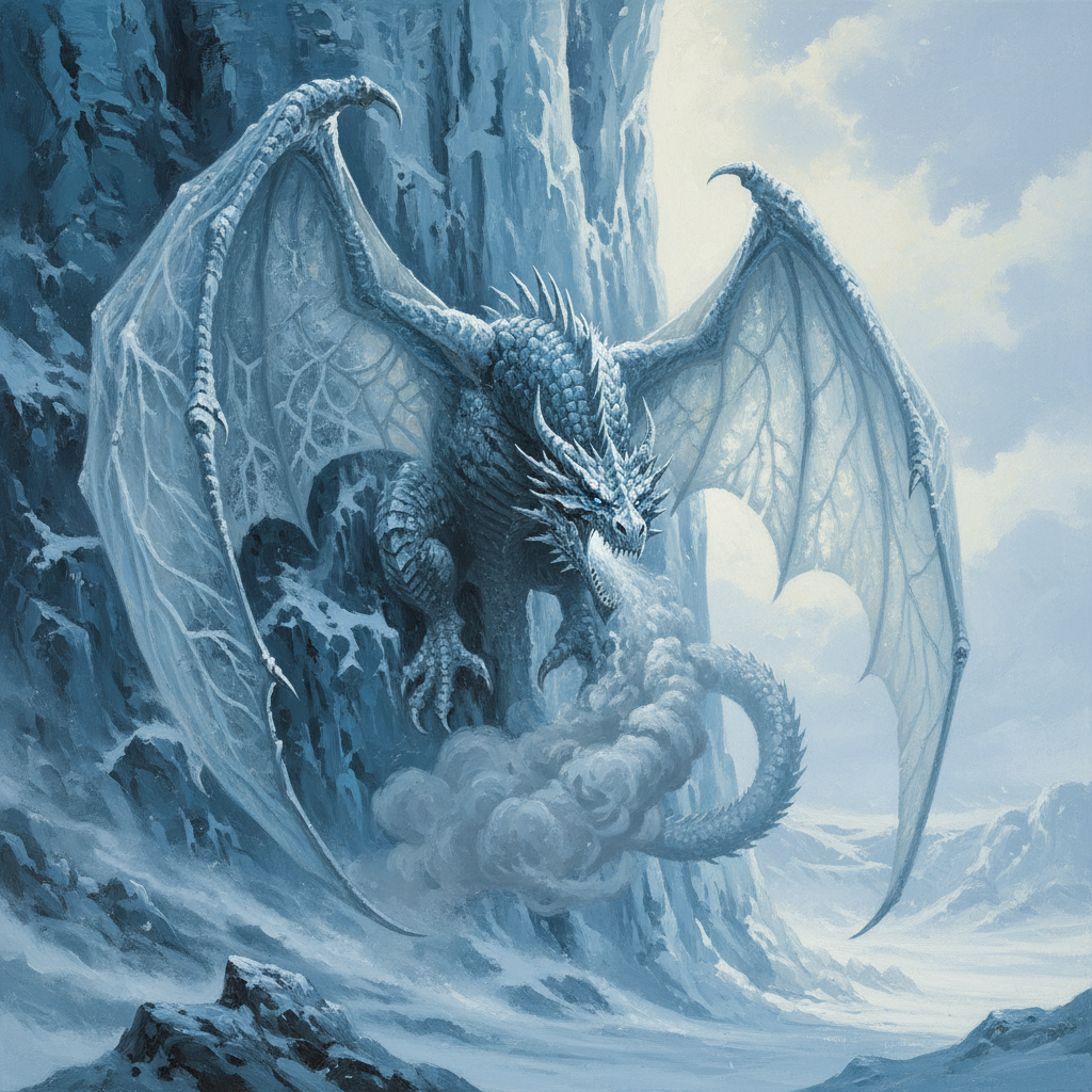 Ancient White Dragon, original D&D 5e monster artwork by ZapGM
