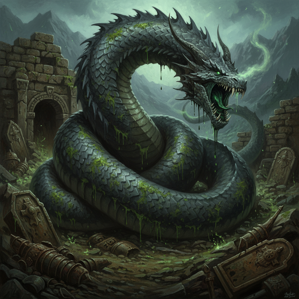 Cairn Linnorm, original Pathfinder 2e monster artwork by ZapGM