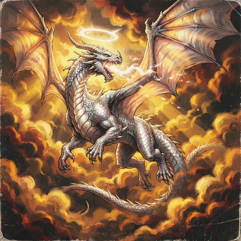 Empyreal Dragon (Young), original Pathfinder 2e monster artwork by ZapGM