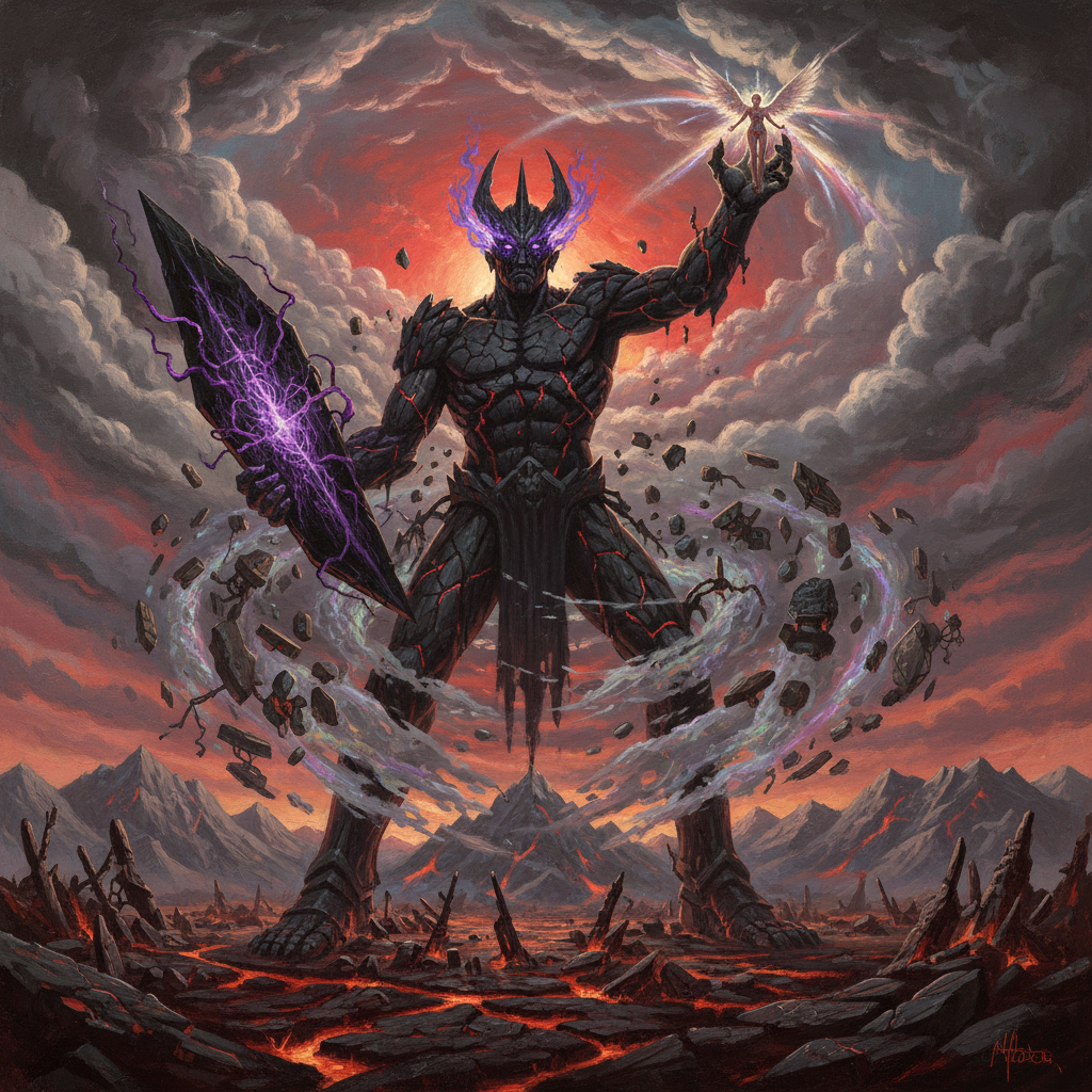 Thanatotic Titan, original Pathfinder 2e monster artwork by ZapGM