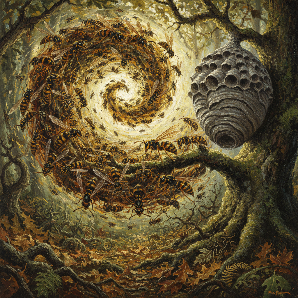 Wasp Swarm, original Pathfinder 2e monster artwork by ZapGM