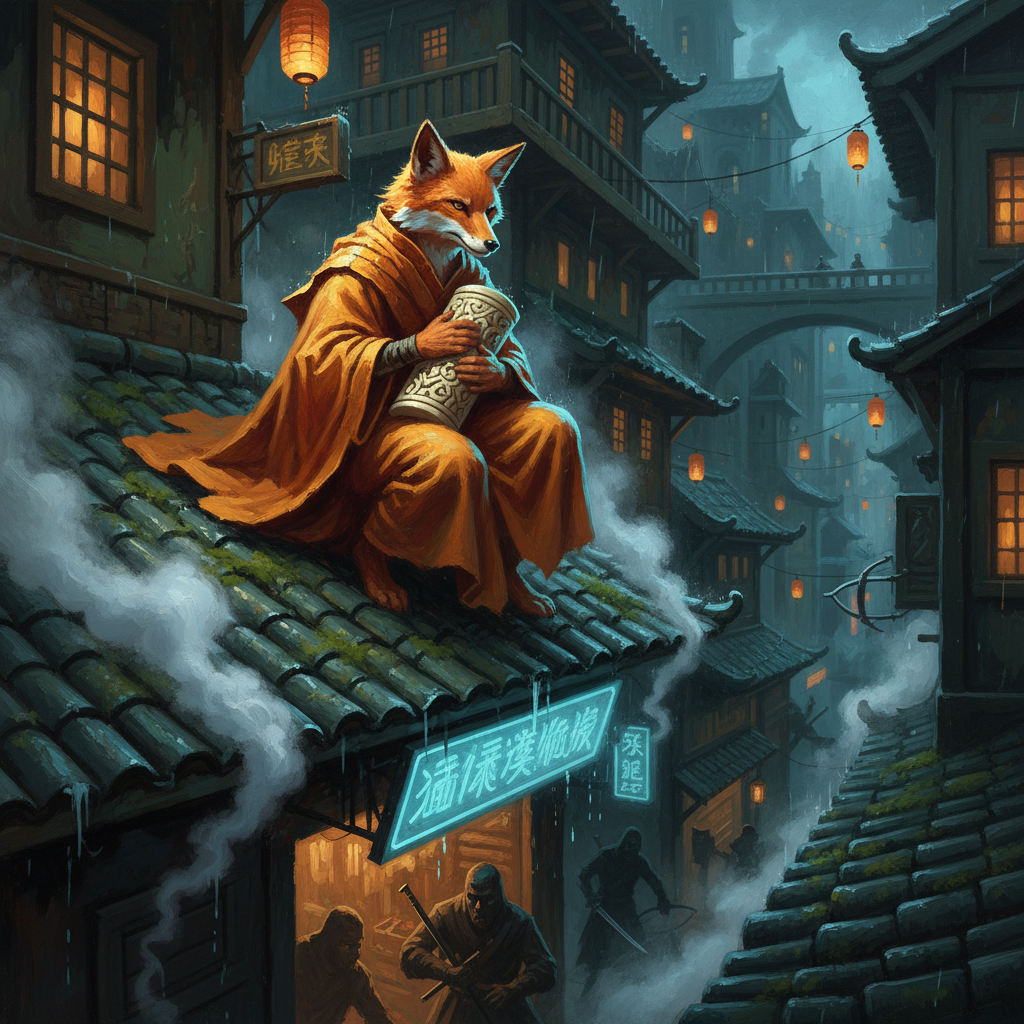 Kitsune Trickster, original Pathfinder 2e monster artwork by ZapGM