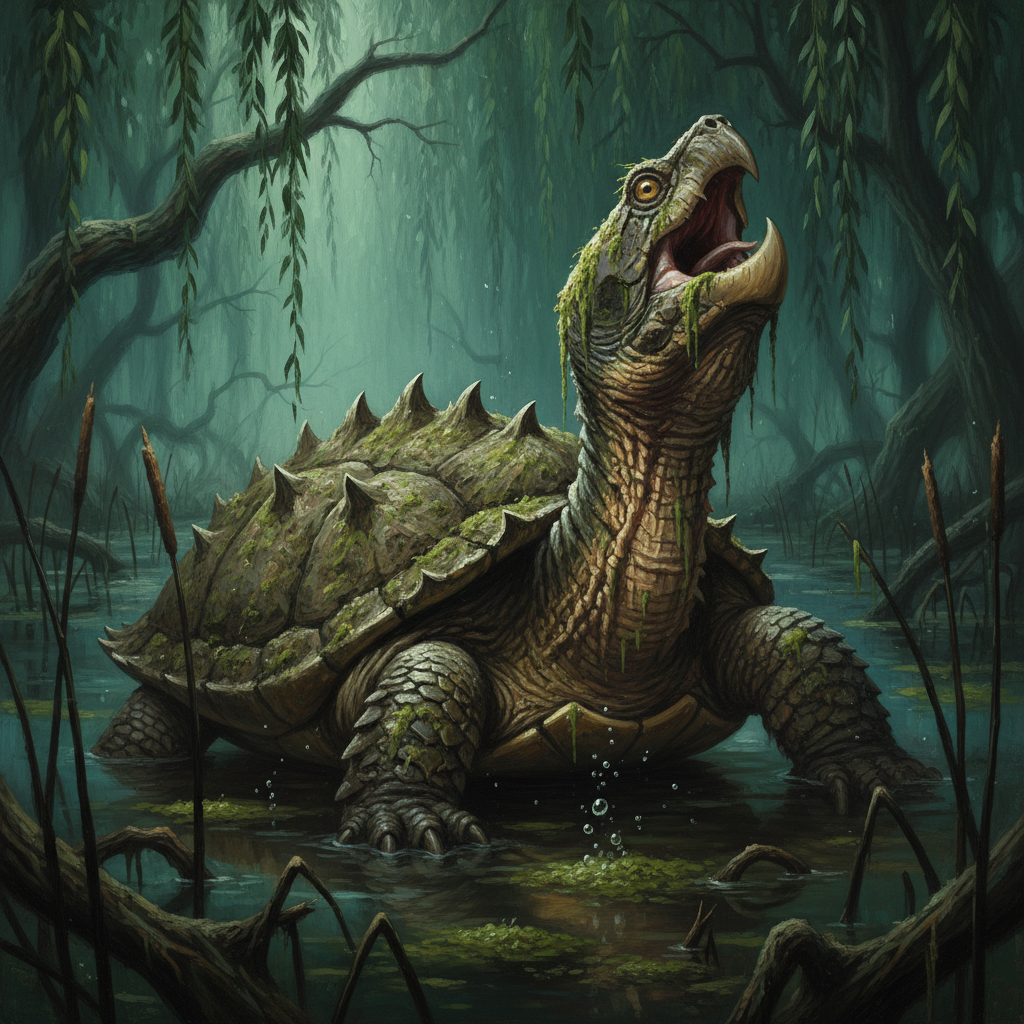 Snapping Turtle, original Pathfinder 2e monster artwork by ZapGM