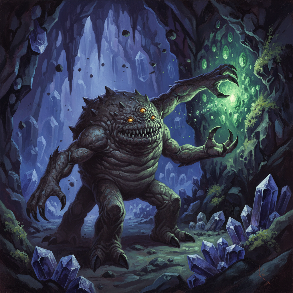 Xorn, original Pathfinder 2e monster artwork by ZapGM