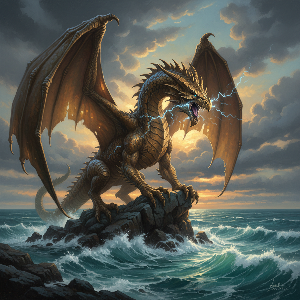Ancient Bronze Dragon, original D&D 5e monster artwork by ZapGM