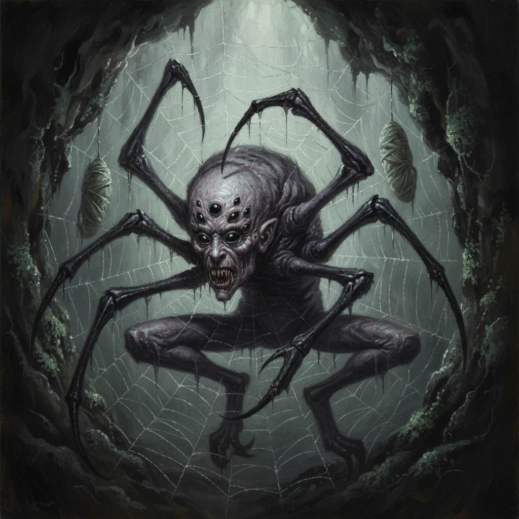 Web Lurker, original Pathfinder 2e monster artwork by ZapGM