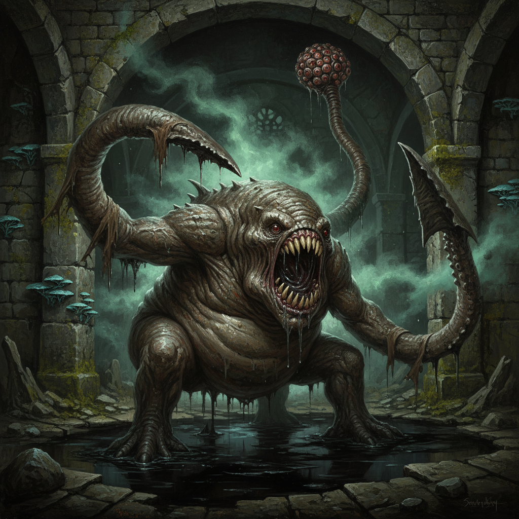 Otyugh, original Pathfinder 2e monster artwork by ZapGM