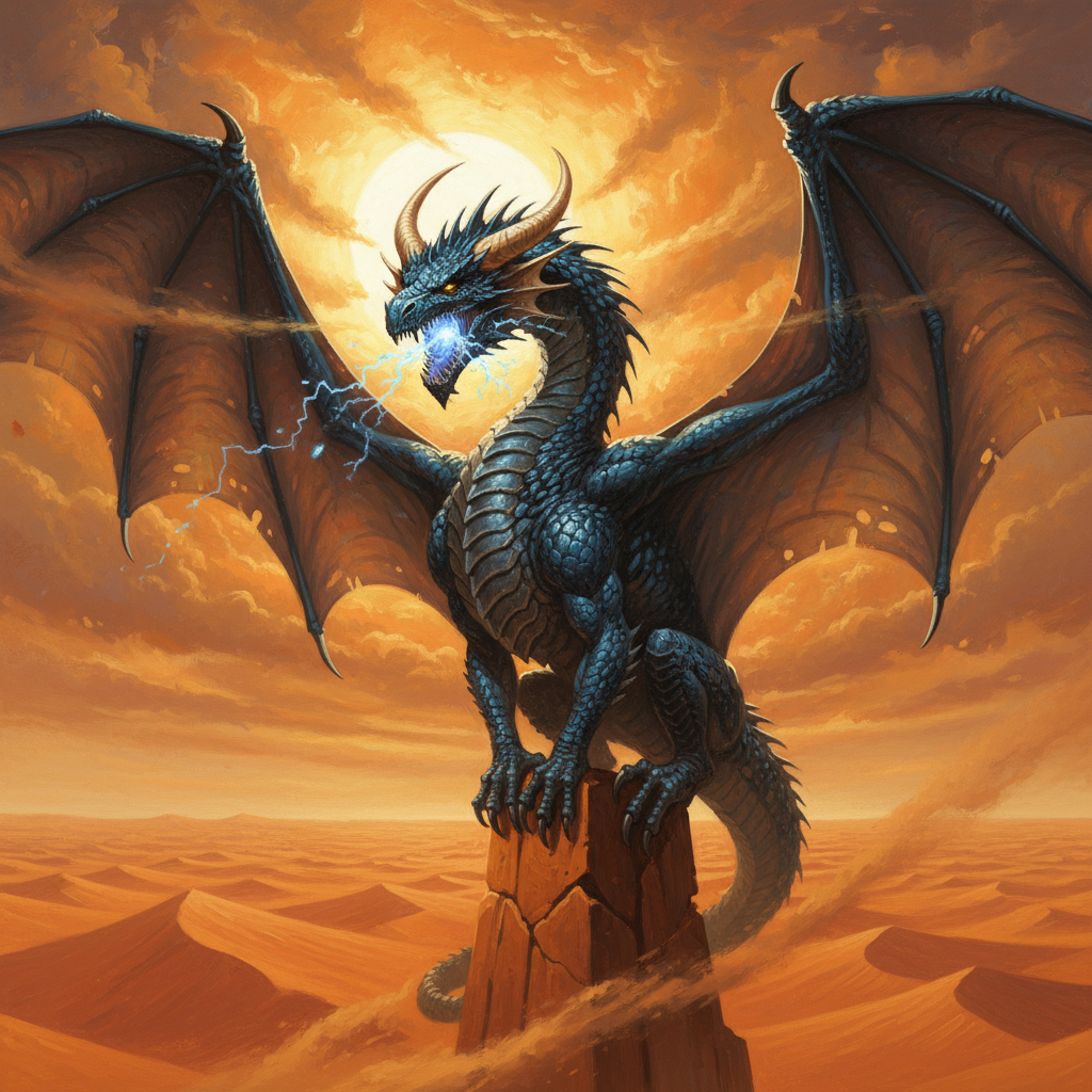 Adult Blue Dragon, original D&D 5e monster artwork by ZapGM