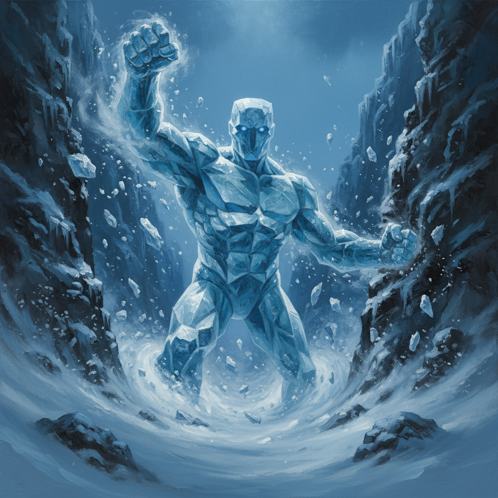 Ice Golem, original Pathfinder 2e monster artwork by ZapGM