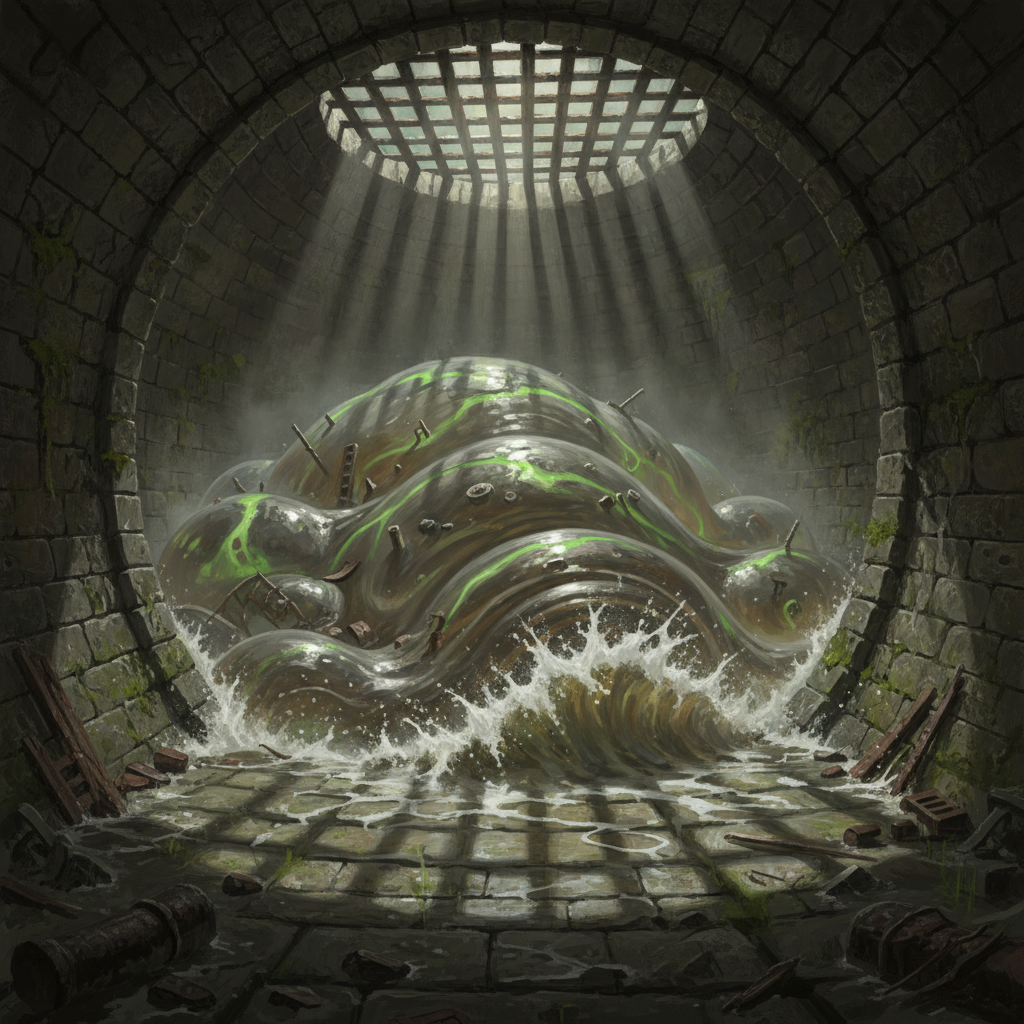 Sewer Ooze, original Pathfinder 2e monster artwork by ZapGM