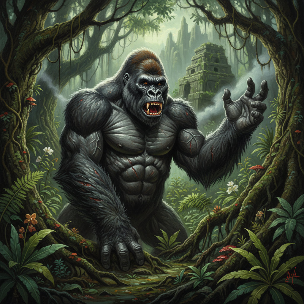 Gorilla, original Pathfinder 2e monster artwork by ZapGM
