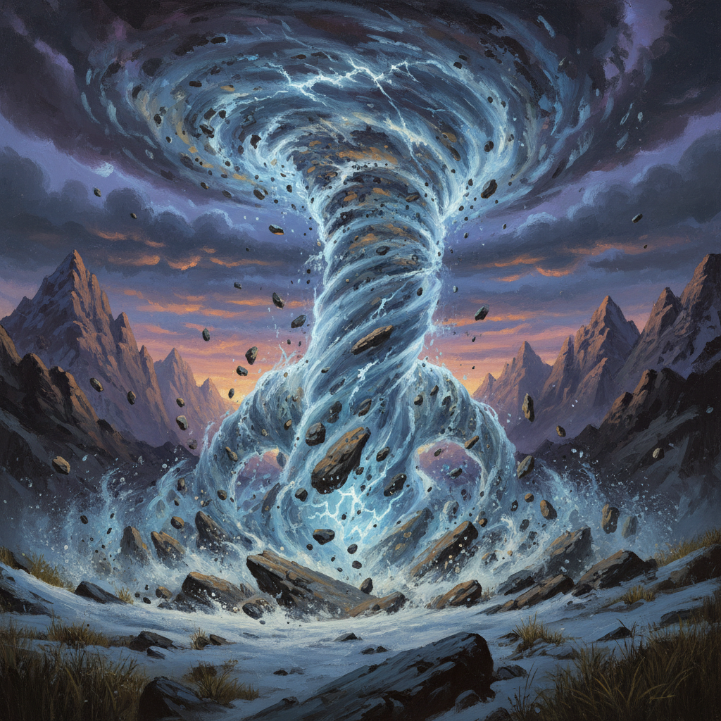Living Whirlwind, original Pathfinder 2e monster artwork by ZapGM