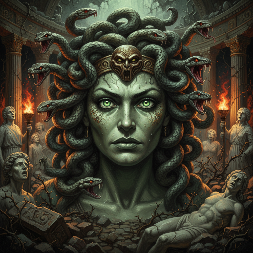Medusa, original D&D 5e monster artwork by ZapGM