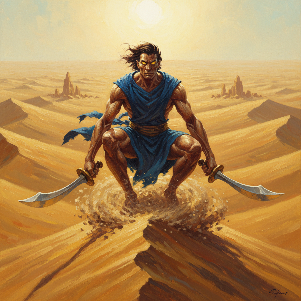 Desert Giant, original Pathfinder 2e monster artwork by ZapGM