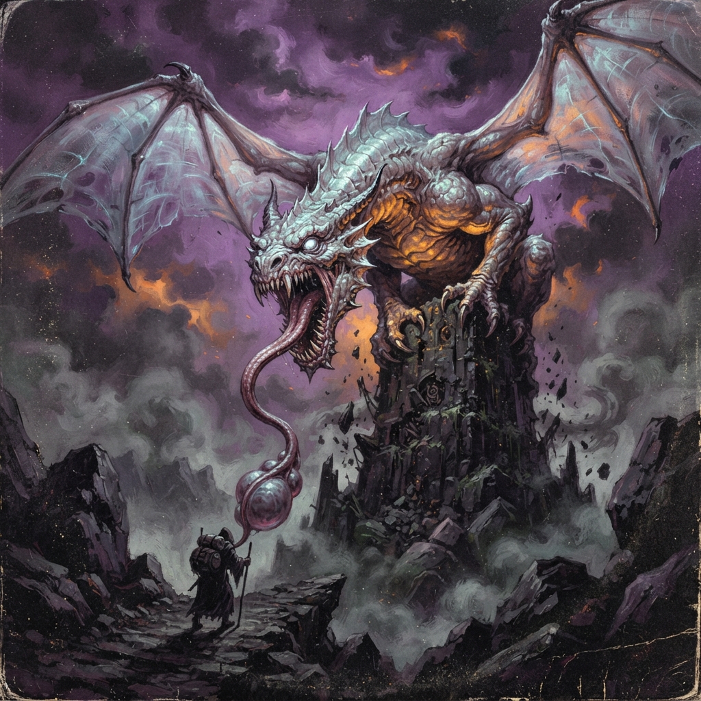 Despair Dragon (Ancient, Spellcaster), original Pathfinder 2e monster artwork by ZapGM