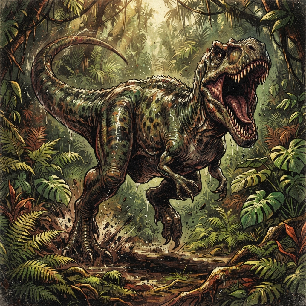 Allosaurus, original D&D 5e monster artwork by ZapGM