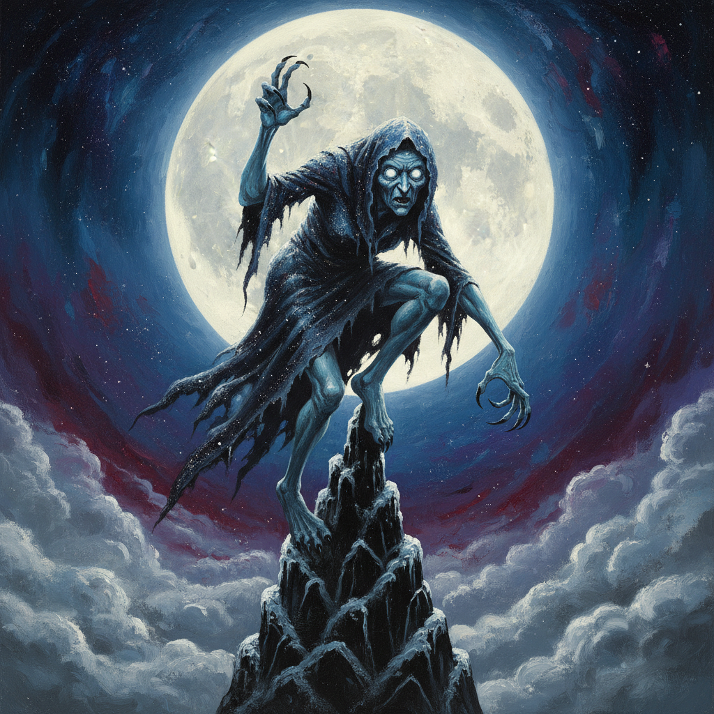 Moon Hag, original Pathfinder 2e monster artwork by ZapGM