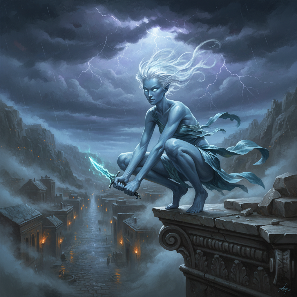 Sylph Sneak, original Pathfinder 2e monster artwork by ZapGM
