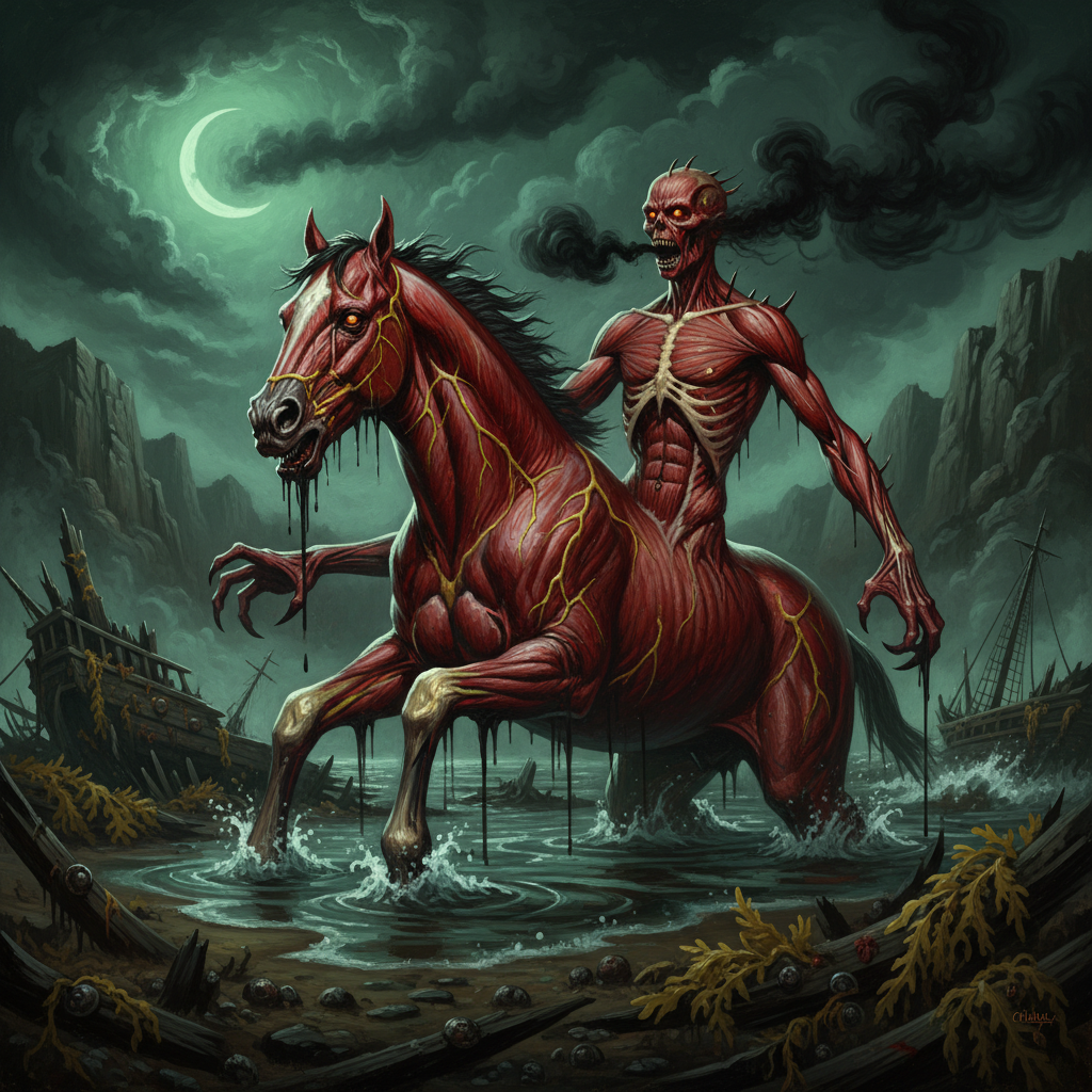 Nuckelavee, original Pathfinder 2e monster artwork by ZapGM
