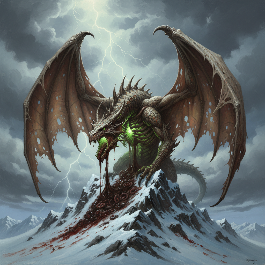 Zombie Dragon, original Pathfinder 2e monster artwork by ZapGM
