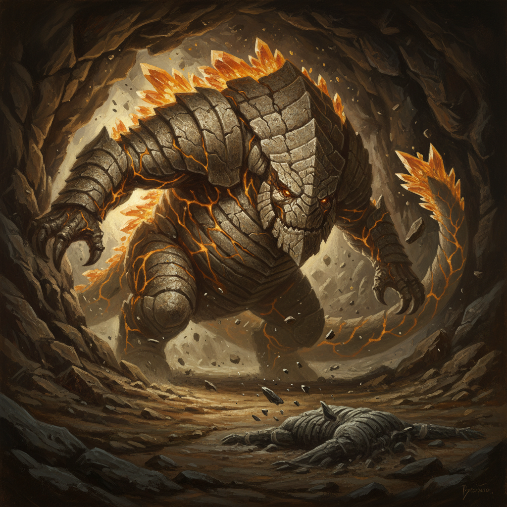 Granite Glyptodont, original Pathfinder 2e monster artwork by ZapGM