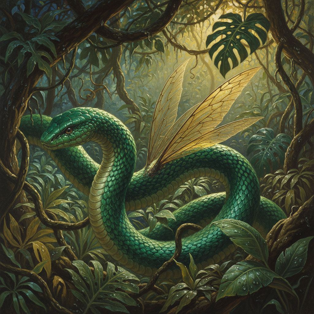 Flying Snake, original D&D 5e monster artwork by ZapGM