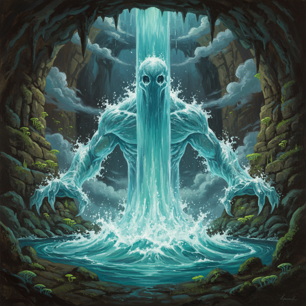 Living Waterfall, original Pathfinder 2e monster artwork by ZapGM