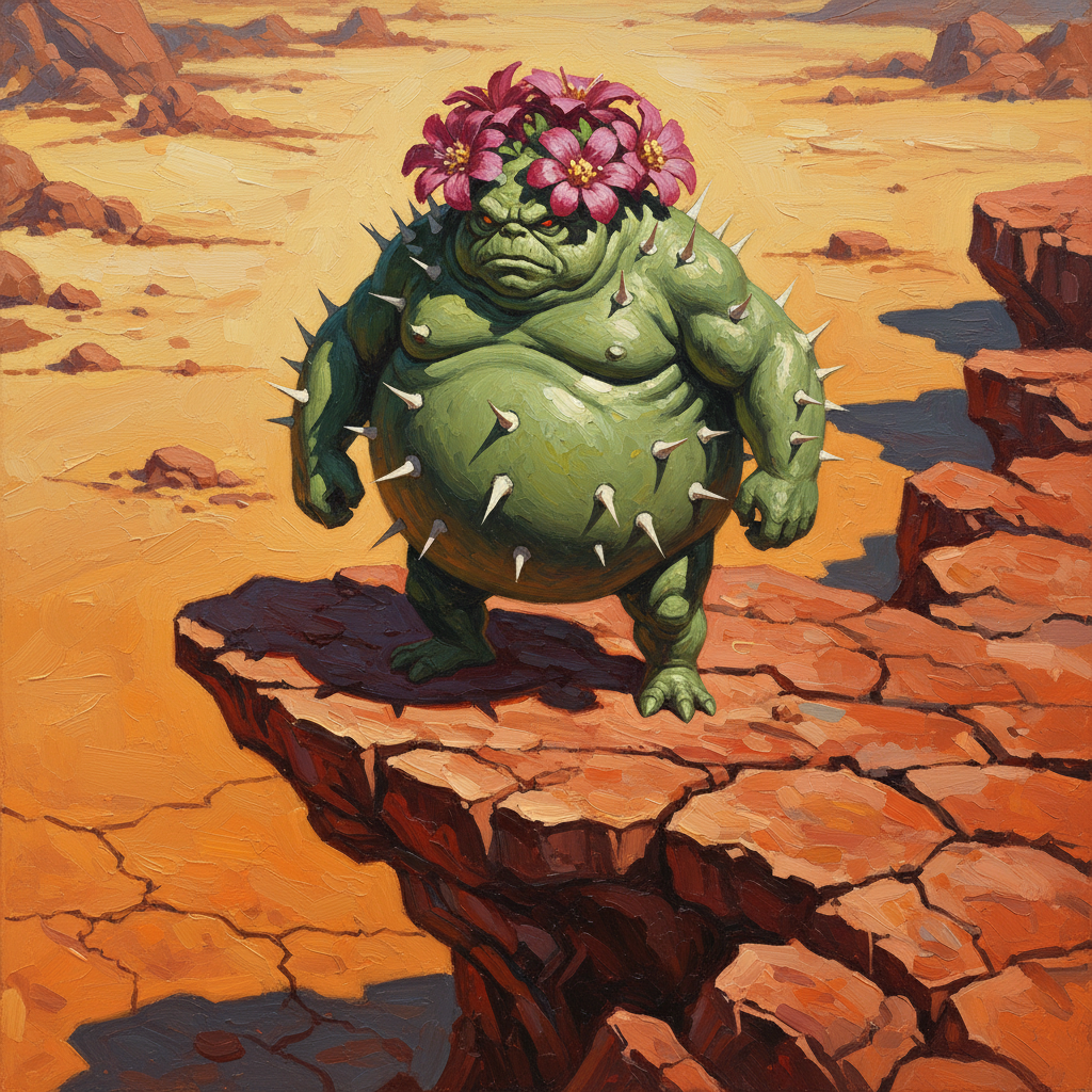 Cactus Leshy, original Pathfinder 2e monster artwork by ZapGM