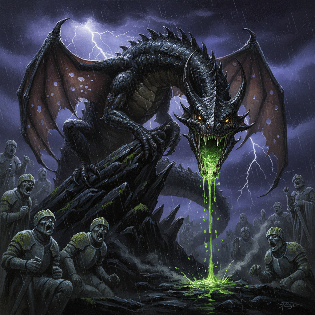 Dracolisk, original Pathfinder 2e monster artwork by ZapGM