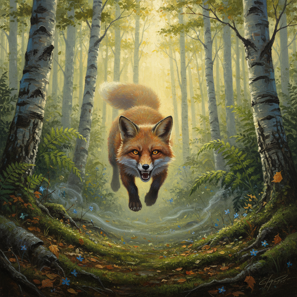 Fading Fox, original Pathfinder 2e monster artwork by ZapGM