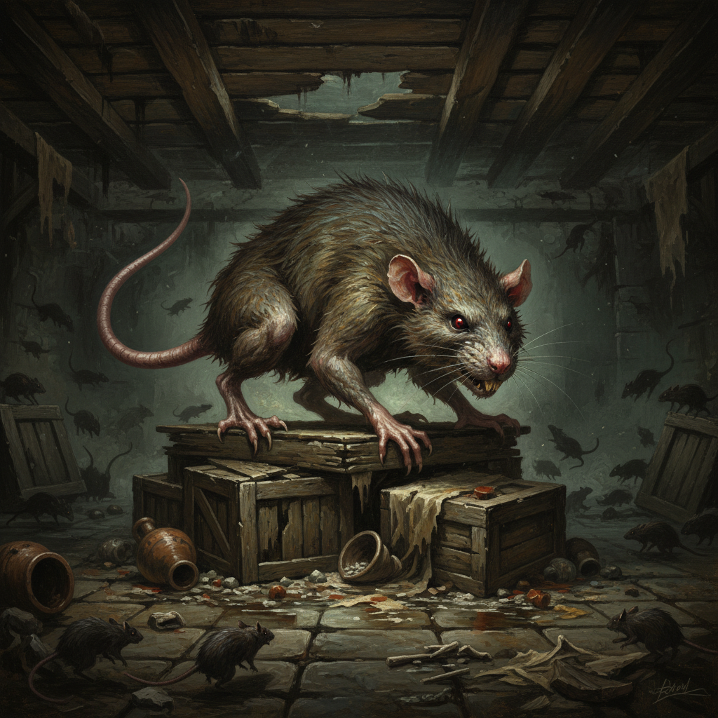 Giant Rat, original D&D 5e monster artwork by ZapGM