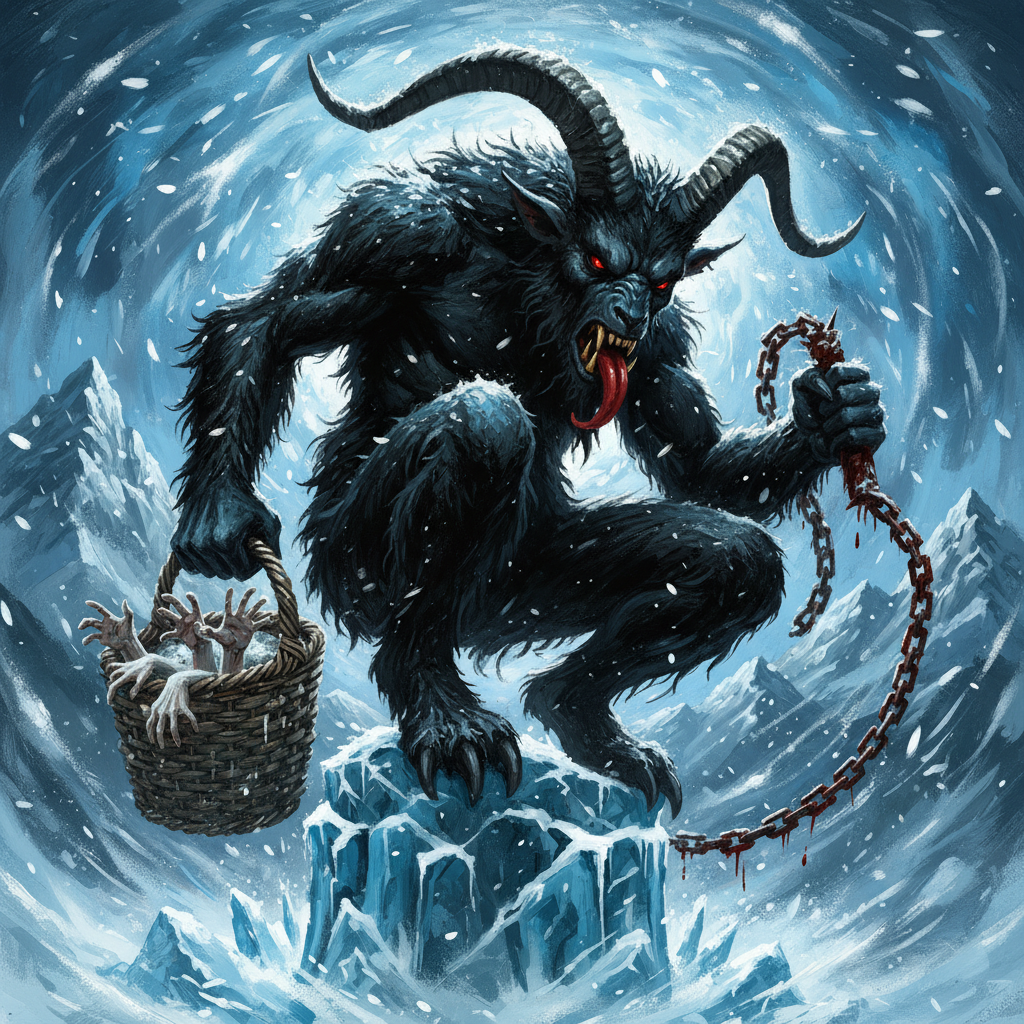 Krampus, original Pathfinder 2e monster artwork by ZapGM