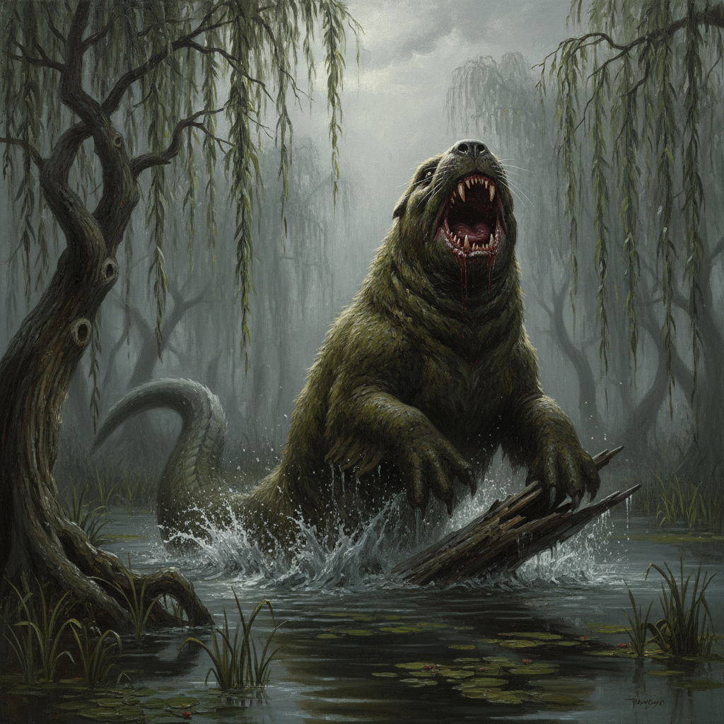Bunyip, original Pathfinder 2e monster artwork by ZapGM