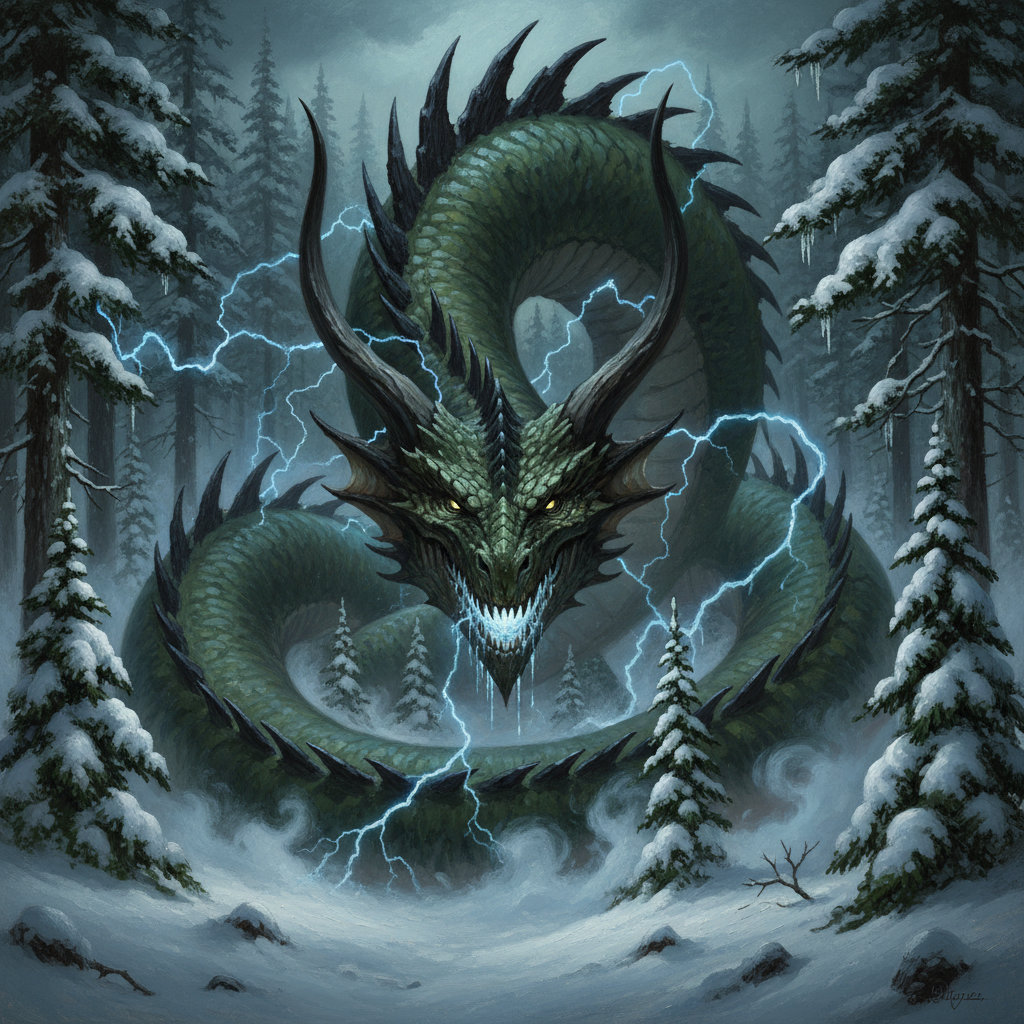 Taiga Linnorm, original Pathfinder 2e monster artwork by ZapGM