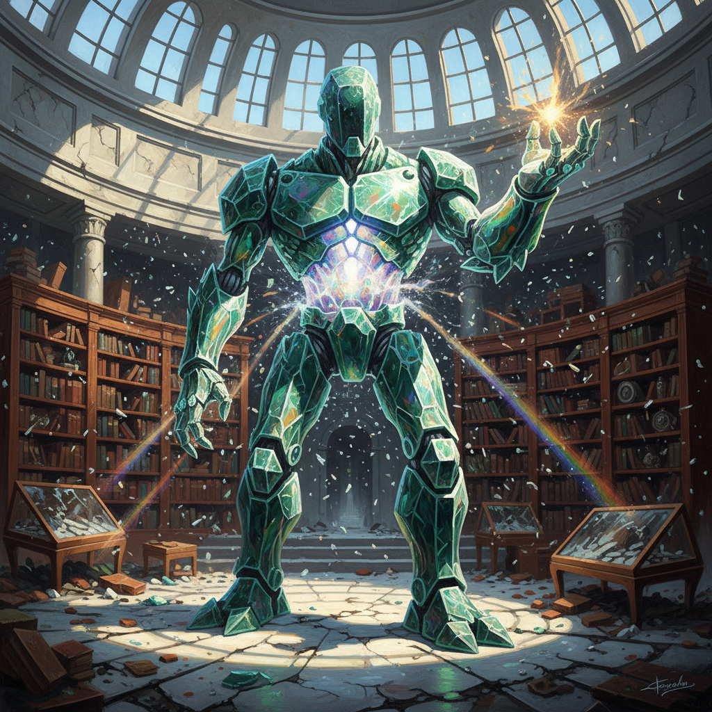 Glass Golem, original Pathfinder 2e monster artwork by ZapGM