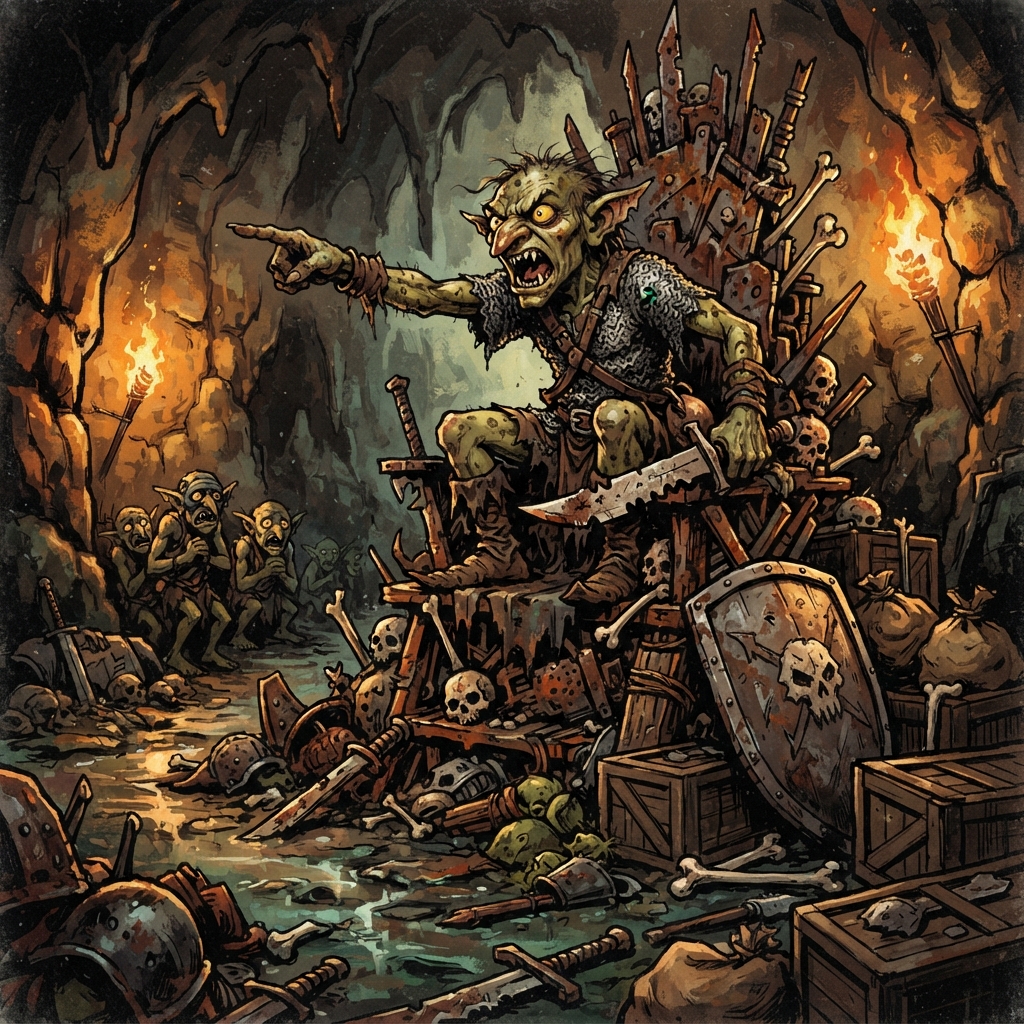 Goblin Boss, original D&D 5e monster artwork by ZapGM