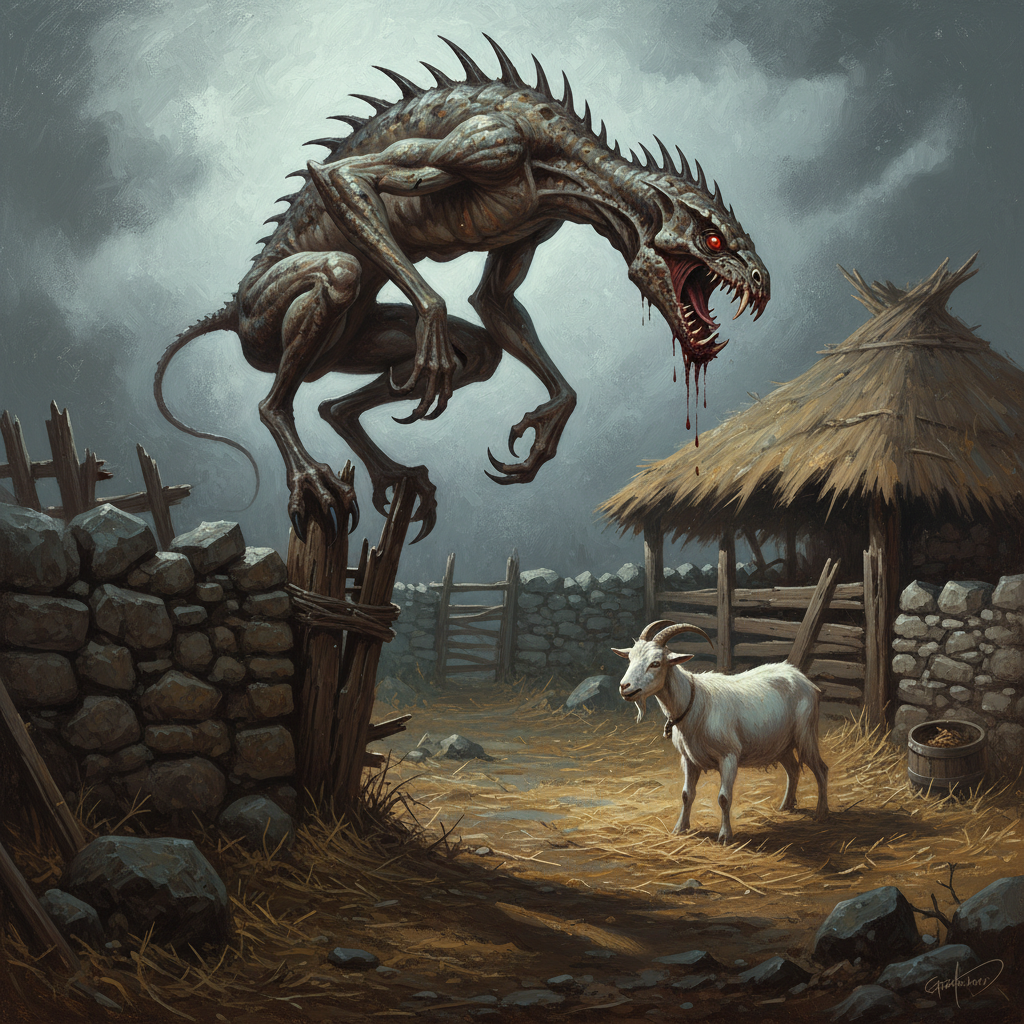 Chupacabra, original Pathfinder 2e monster artwork by ZapGM