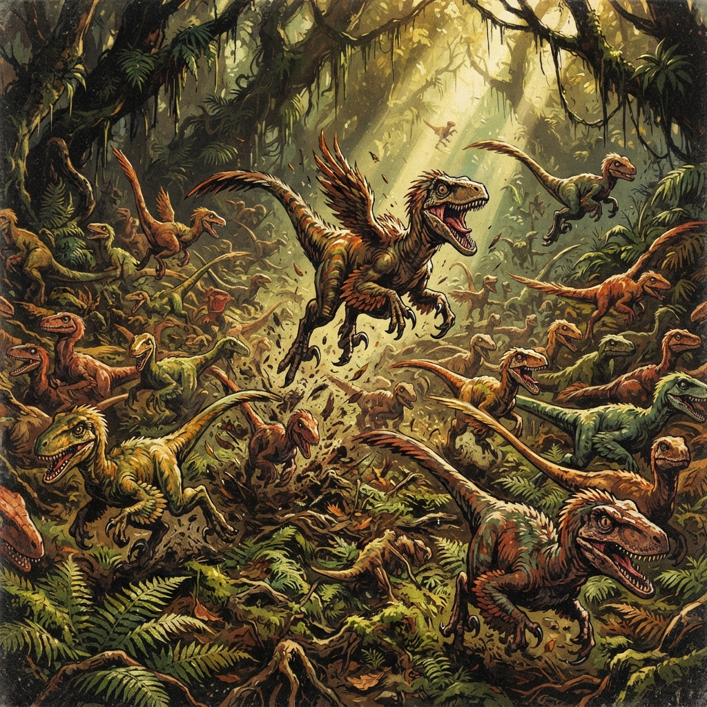 Velociraptor Pack, original Pathfinder 2e monster artwork by ZapGM